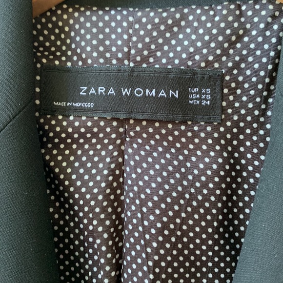 Zara Black Blazer Feminine Ruched Shoulder One Button - Picture 3 of 7